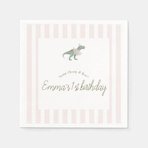 Pink T Rex Tutu Girl Birthday Party Napkins