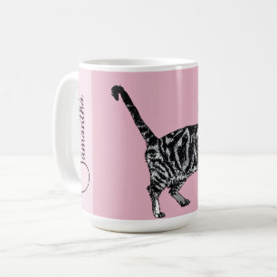 Pink Tabby Cat Cats Pink Girls Name Nursery Coffee Mug
