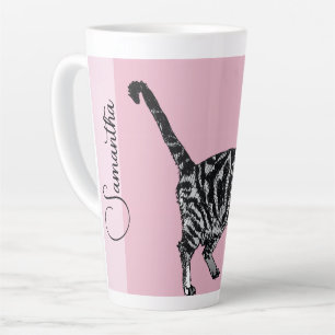 Pink Tabby Cat Cats Pink Girls Name Nursery Latte Mug
