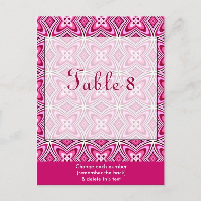 Pink Table Number Postcard (Front)