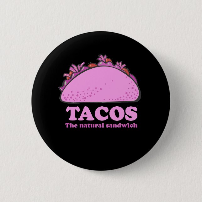 PINK TACOS 2 INCH ROUND BUTTON (Front)