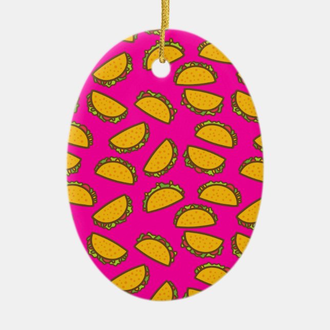 pink tacos ceramic ornament (Front)