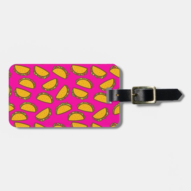 pink tacos luggage tag (Front Horizontal)