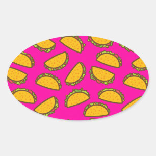 pink tacos oval sticker