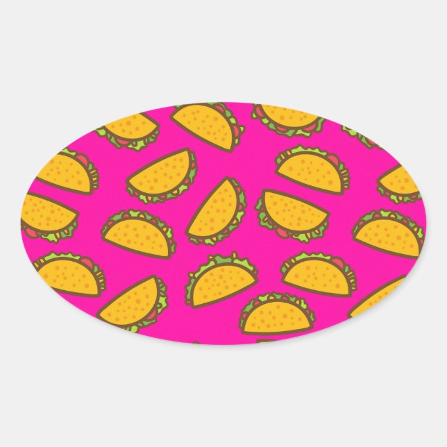 pink tacos oval sticker (Front)