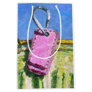 Pink Tag Painted Landscape Modern Gift Bag Modern