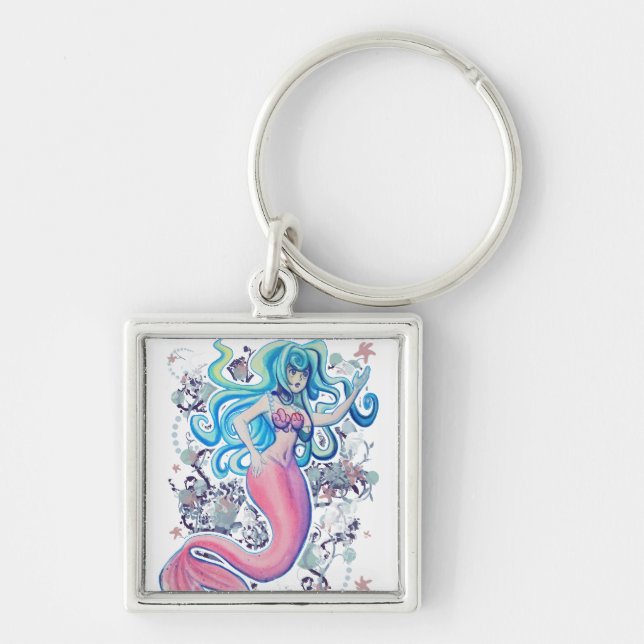 Pink Tailfin Mermaid Keychain (Front)