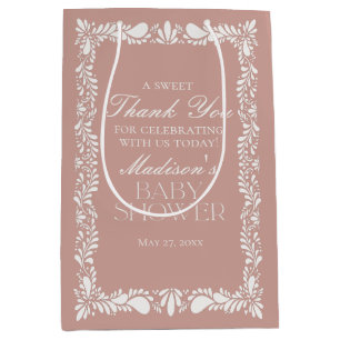Pink Talavera Tile Fiesta Baby Shower Favours Medium Gift Bag