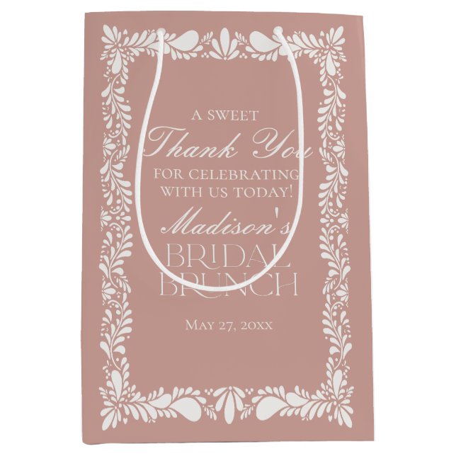 Pink Talavera Tile Fiesta Bridal Brunch Favours Medium Gift Bag (Front)