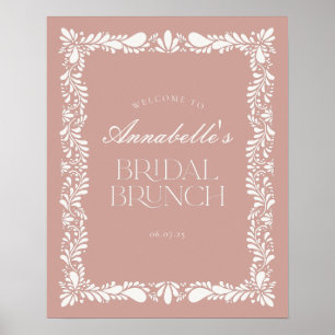 Pink Talavera Tile Fiesta Bridal Brunch Welcome Poster