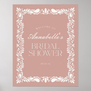 Pink Talavera Tile Fiesta Bridal Shower Welcome Poster