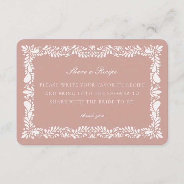Pink Talavera Tile  Share Recipe Invitation Insert (Front)