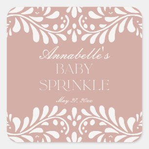 Pink Talavera Tile Spanish Fiesta Baby Sprinkle Square Sticker