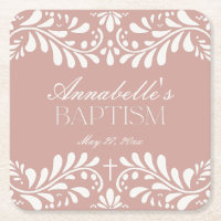 Pink Talavera Tile Spanish Fiesta Baptism