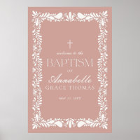 Pink Talavera Tile Spanish Fiesta Baptism Welcome
