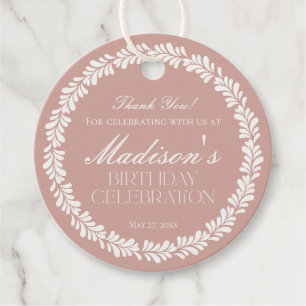 Pink Talavera Tile Spanish Fiesta Birthday Circle Favour Tags