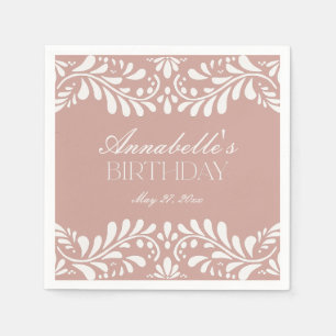 Pink Talavera Tile Spanish Fiesta Birthday Napkin