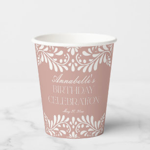 Pink Talavera Tile Spanish Fiesta Birthday Party Paper Cups