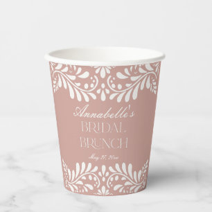 Pink Talavera Tile Spanish Fiesta Bridal Brunch Paper Cups