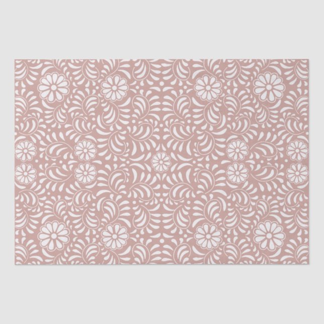 Pink Talavera Tile Spanish Style Fiesta Tissue Paper (Front)