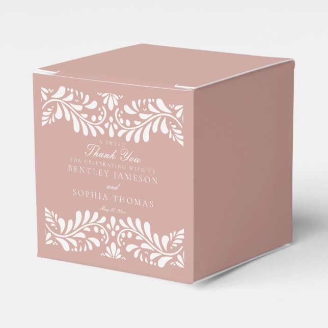 Pink Talavera Tile Spanish Style Fiesta Wedding Favor Box (Front Side)