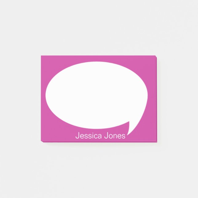 Pink Talk Bubble Rounded Personalized Post-it Notes (Front)