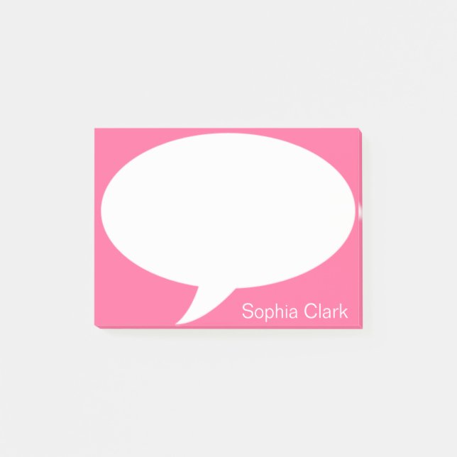 Pink Talk Bubble Rounded Personalized Post-it Notes (Front)