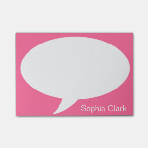 Pink Talk Bubble Rounded Personalized Post-it Notes