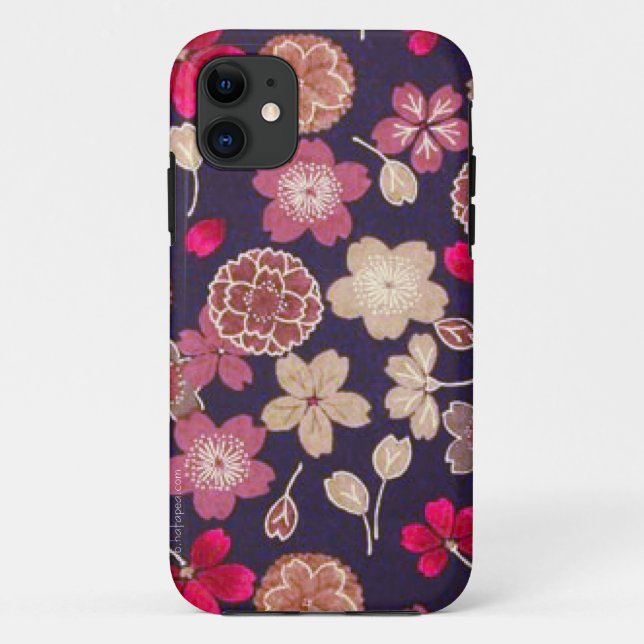 Pink & Tan Flowers Case-Mate iPhone Case (Back)