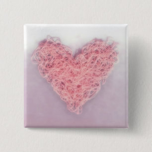 Pink Tangled Heart 2 Inch Square Button