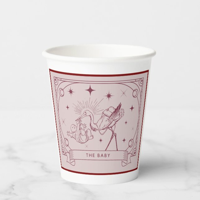 Pink Tarot Baby Shower  Paper Cups (Front)