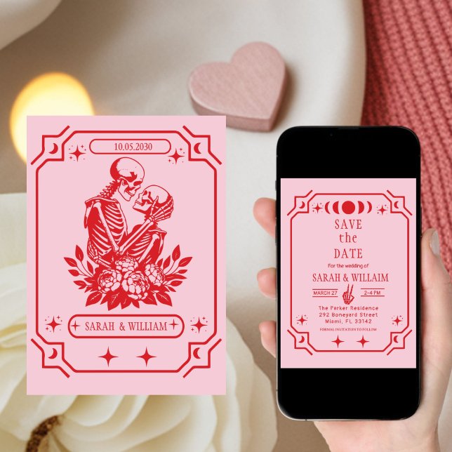 pink  tarot Goth save the date wedding Invitation (Créateur téléchargé)