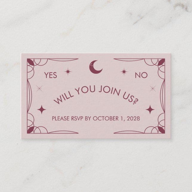 Pink Tarot Inspired RSVP Card (Front)