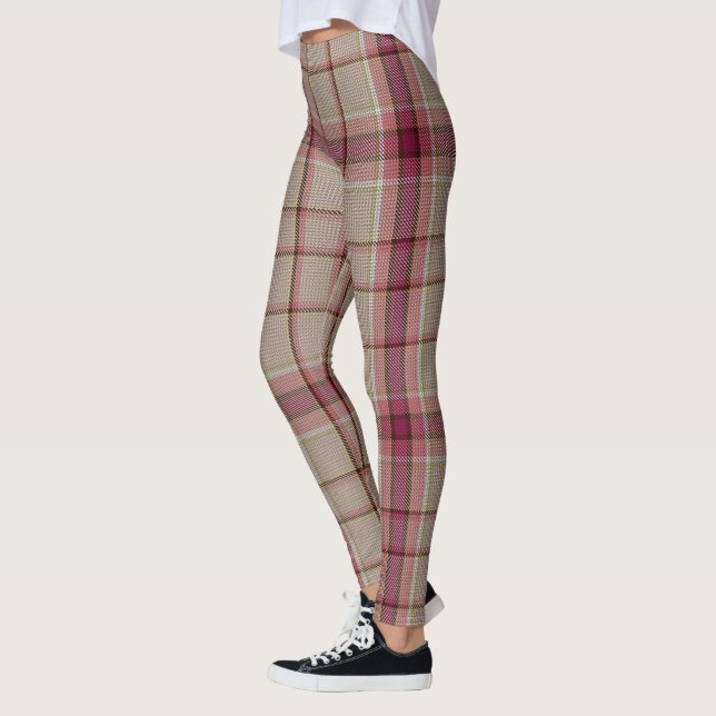 Pink Tartan Christmas Leggings (Left)