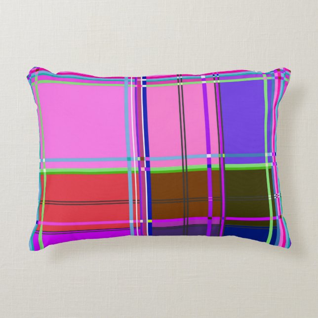 Pink tartan Fabric Pattern Cloth Madras Accent Pillow (Front)
