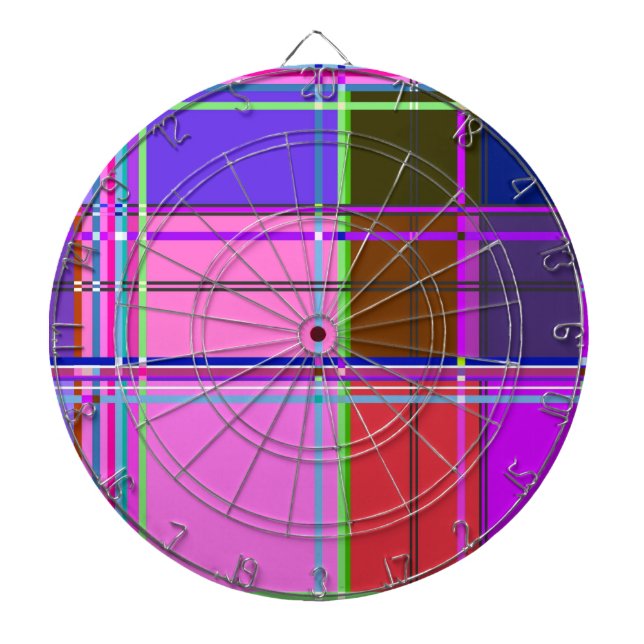 Pink tartan Fabric Pattern Cloth Madras Dartboard (Front)