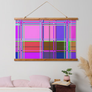 Pink tartan Fabric Pattern Cloth Madras Hanging Tapestry