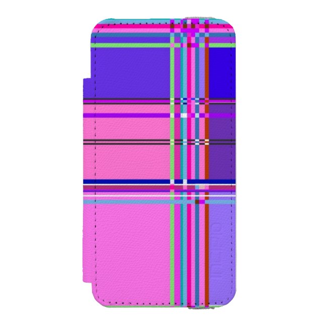 Pink tartan Fabric Pattern Cloth Madras Incipio iPhone Wallet Case (Folio Front)