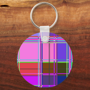 Pink tartan Fabric Pattern Cloth Madras Keychain