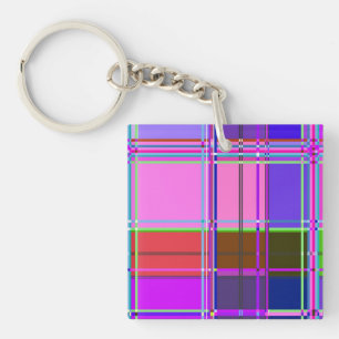Pink tartan Fabric Pattern Cloth Madras Keychain