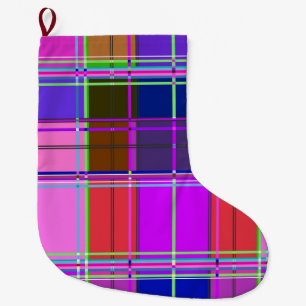 Pink tartan Fabric Pattern Cloth Madras Large Christmas Stocking