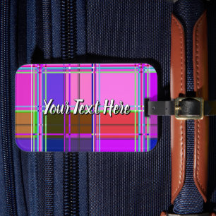 Pink tartan Fabric Pattern Cloth Madras Luggage Tag