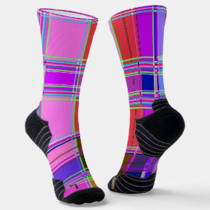 Pink tartan Fabric Pattern Cloth Madras Socks