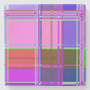 Pink tartan Fabric Pattern Cloth Madras Stone Coaster