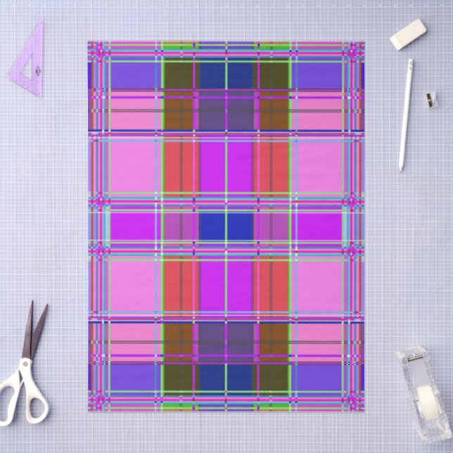 Pink tartan Fabric Pattern Cloth Madras Tissue Paper (Craft)