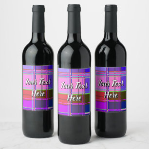 Pink tartan Fabric Pattern Cloth Madras Wine Label