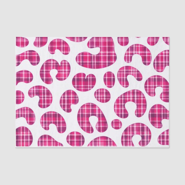 Pink Tartan Leopard Print Scottish Tissue Paper (Front)