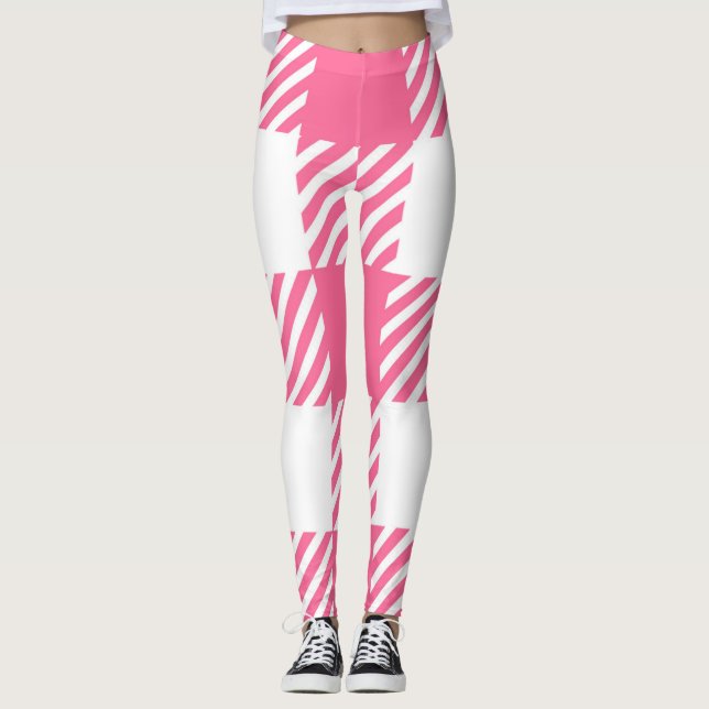 Pink Tartan Pattern Leggings (Front)