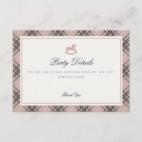 Pink Tartan Plaid Rocking Horse Detail Insert Card