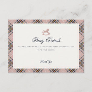 Pink Tartan Plaid Rocking Horse Detail Insert Card